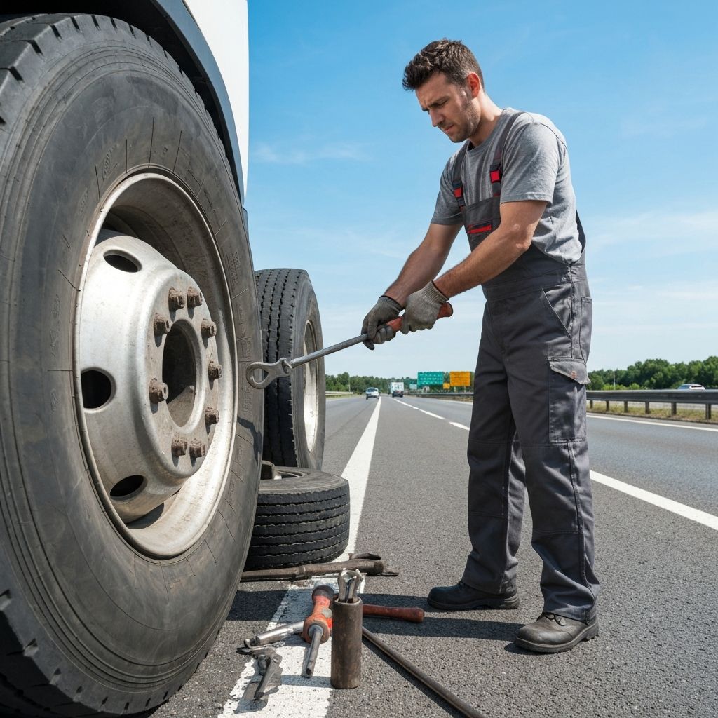 타이어 수리 작업 현장